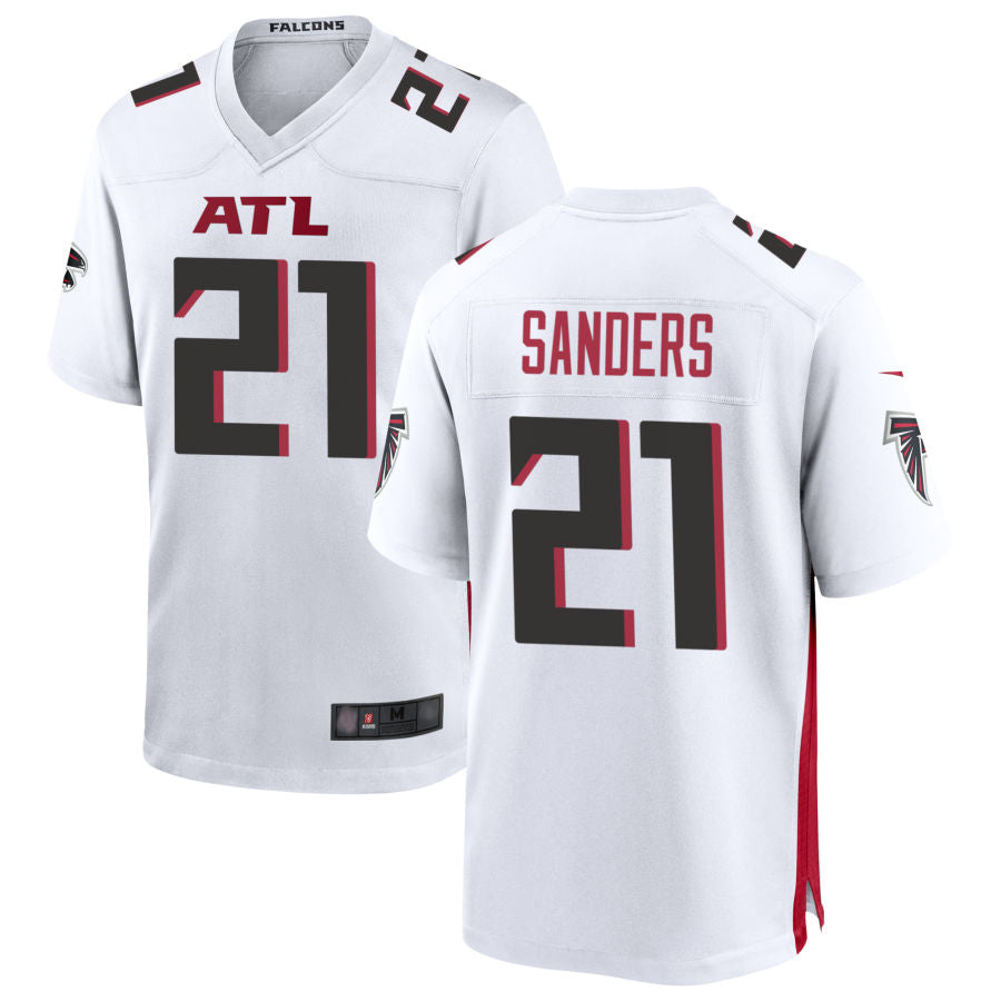 A.Falcons #21 Deion Sanders Player White Home Game Football Jerseys football jersey product view 1