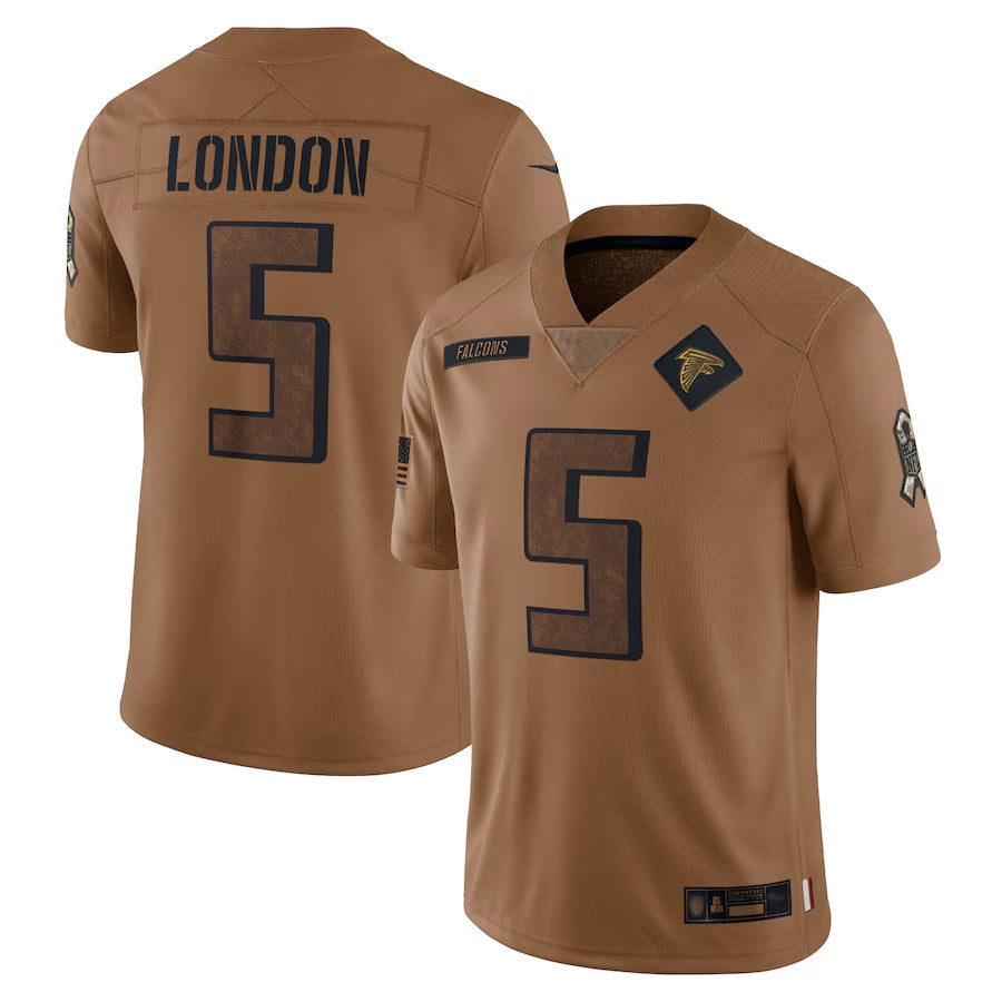 A.Falcons #5 Drake London Player Brown Salute To Service Limited Football Jerseys football jersey product view 1