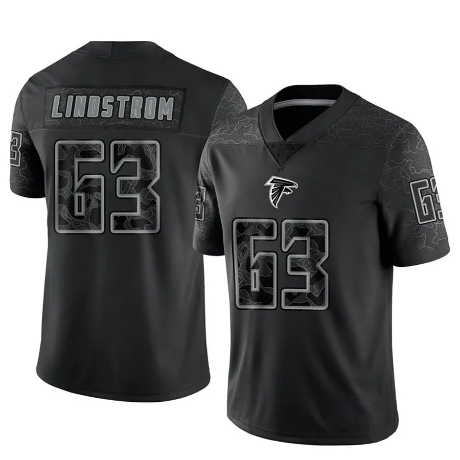 A.Falcons #63 Chris Lindstrom Player Black RFLCTV Limited Football Jerseys football jersey product view 1