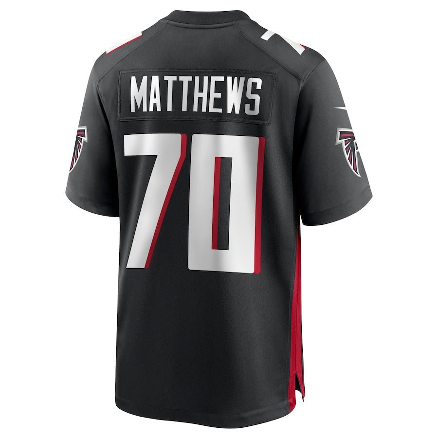 A.Falcons #70 Jake Matthews Player Black Home Game Football Jerseys football jersey product view 1