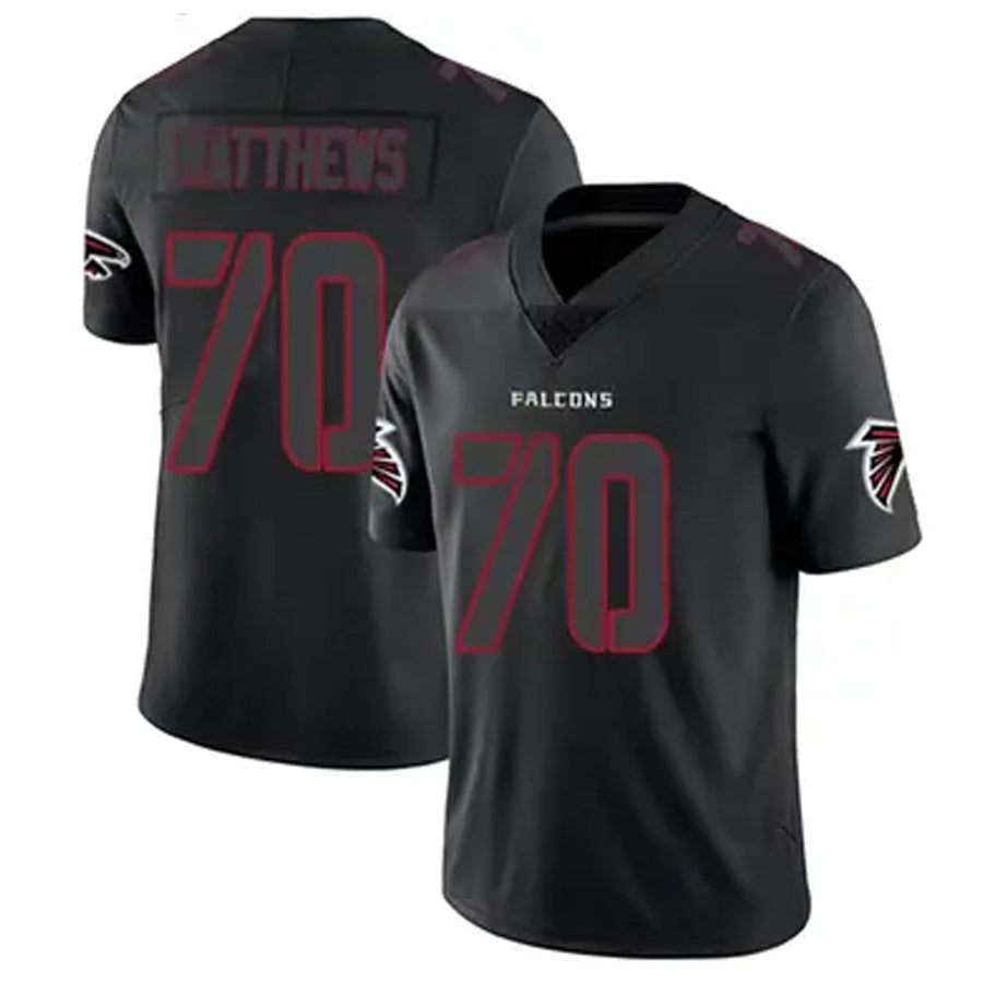A.Falcons #70 Jake Matthews Player Black Limited Elite Game Football Jerseys football jersey product view 1