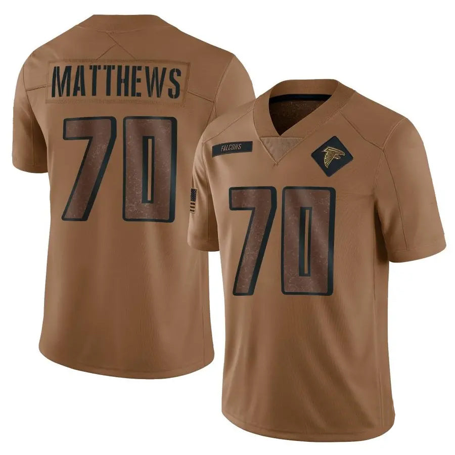 A.Falcons #70 Jake Matthews Player Brown Salute To Service Limited Football Jerseys football jersey product view 1