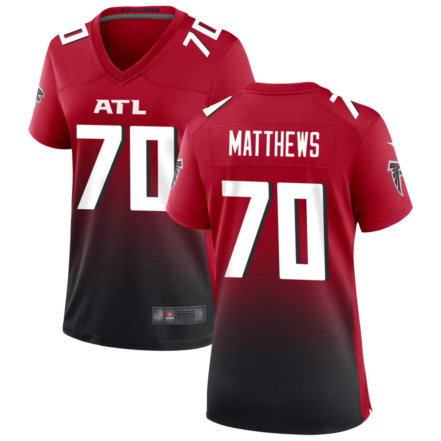 A.Falcons #70 Jake Matthews Player Red Home Game Football Jerseys football jersey product view 1