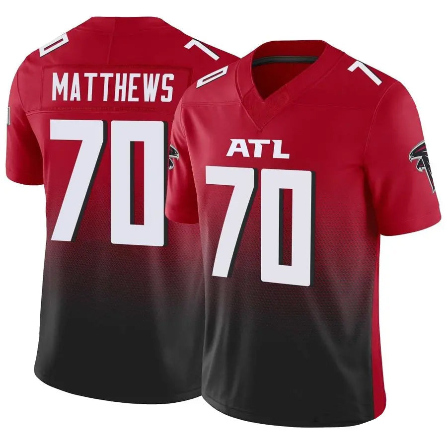 A.Falcons #70 Jake Matthews Player Red Vapor F.U.S.E. Limited Football Jerseys football jersey product view 1