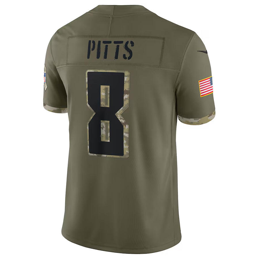 A.Falcons #8 Kyle Pitts Sr. Player Olive Salute To Service Limited Football Jerseys football jersey product view 1