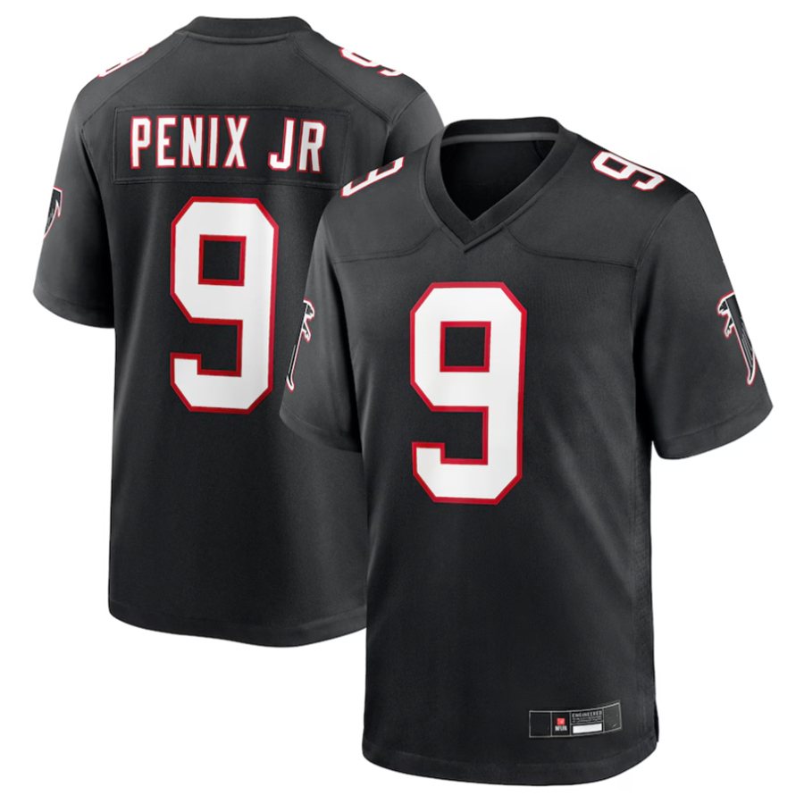 A.Falcons #9 Michael Penix Jr. Player Black Throwback Game Football Jerseys football jersey product view 1