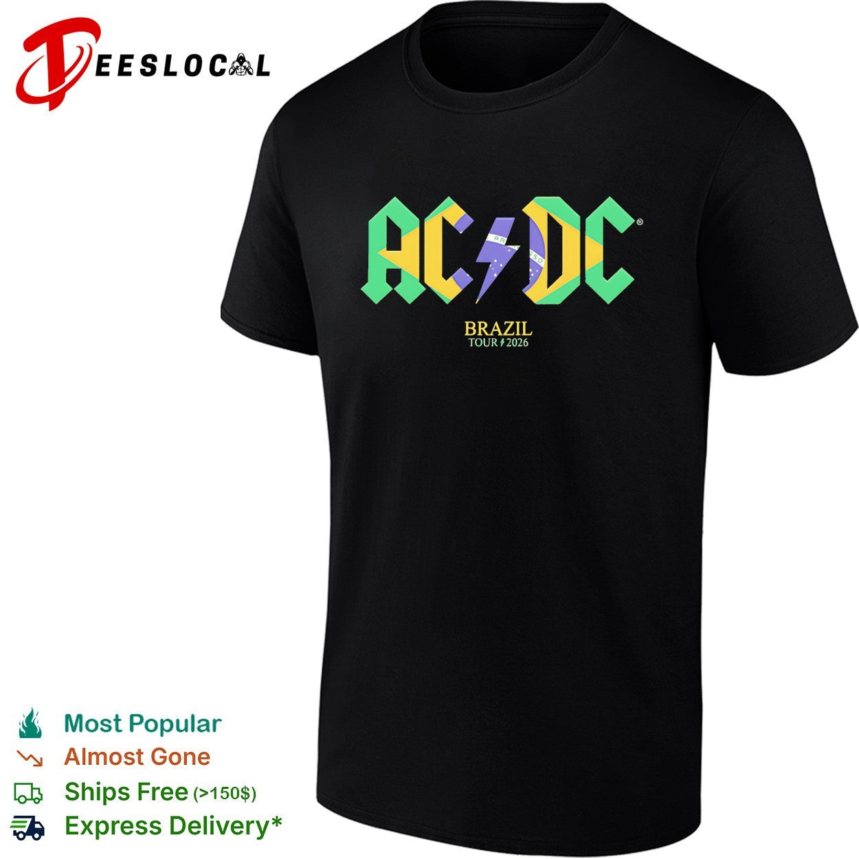 ACDC Brazil Tour 2026 - Adult & Kids T-Shirts, Sweatshirts & Hoodies apparel design preview 1