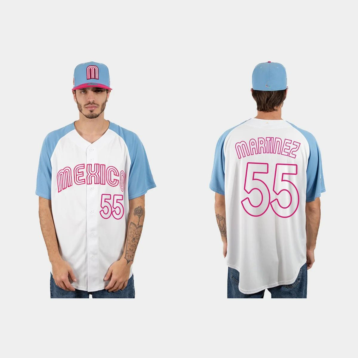 #55 ADRIAN MARTINEZ MEXICO BASEBALL 2023 WORLD BASEBALL CLASSIC JERSEY ¨C WHITE BLUE Stitches Baseball Jerseys baseball jersey product view 1