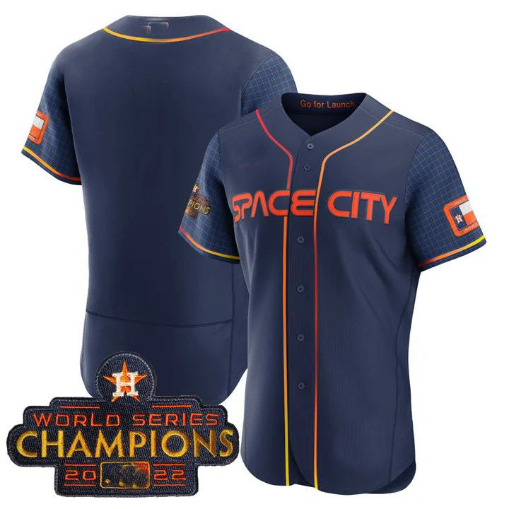 Houston Astros BLUE 2023 SPACE CITY CHAMPIONS FLEX JERSEY ALL STITCHEDBaseball Jerseys baseball jersey product view 1