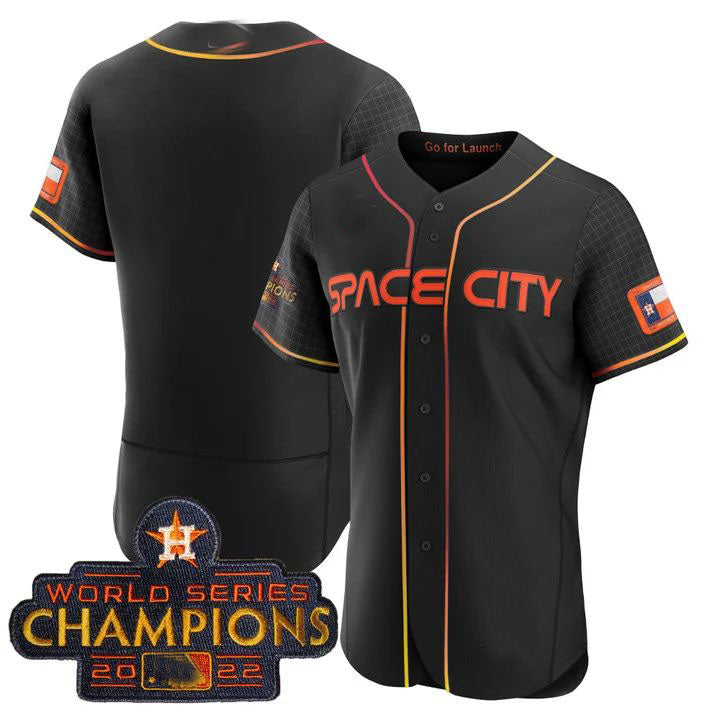 Houston Astros BLACK 2023 SPACE CITY CHAMPIONS FLEX JERSEY ¨CALL STITCHEDBaseball Jerseys baseball jersey product view 1