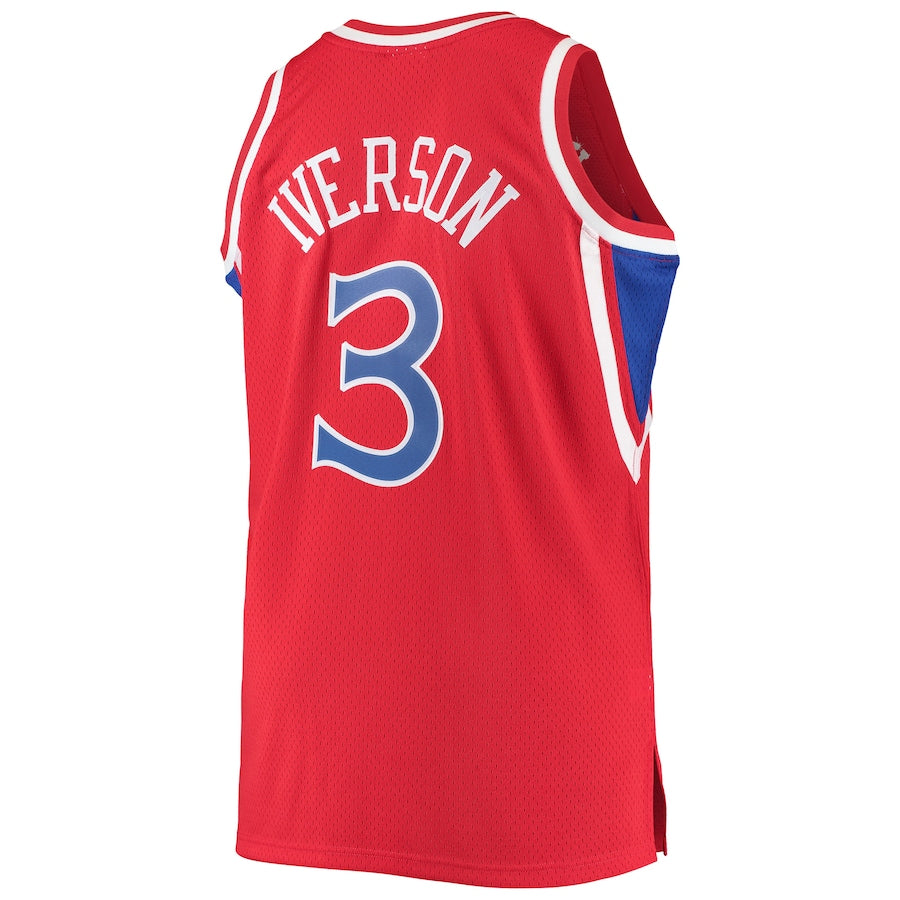 PH.76ers #3 Allen Iverson Big & Tall Hardwood Classics Swingman Player Jersey Red Stitched American Basketball Jersey basketball jersey product view 1