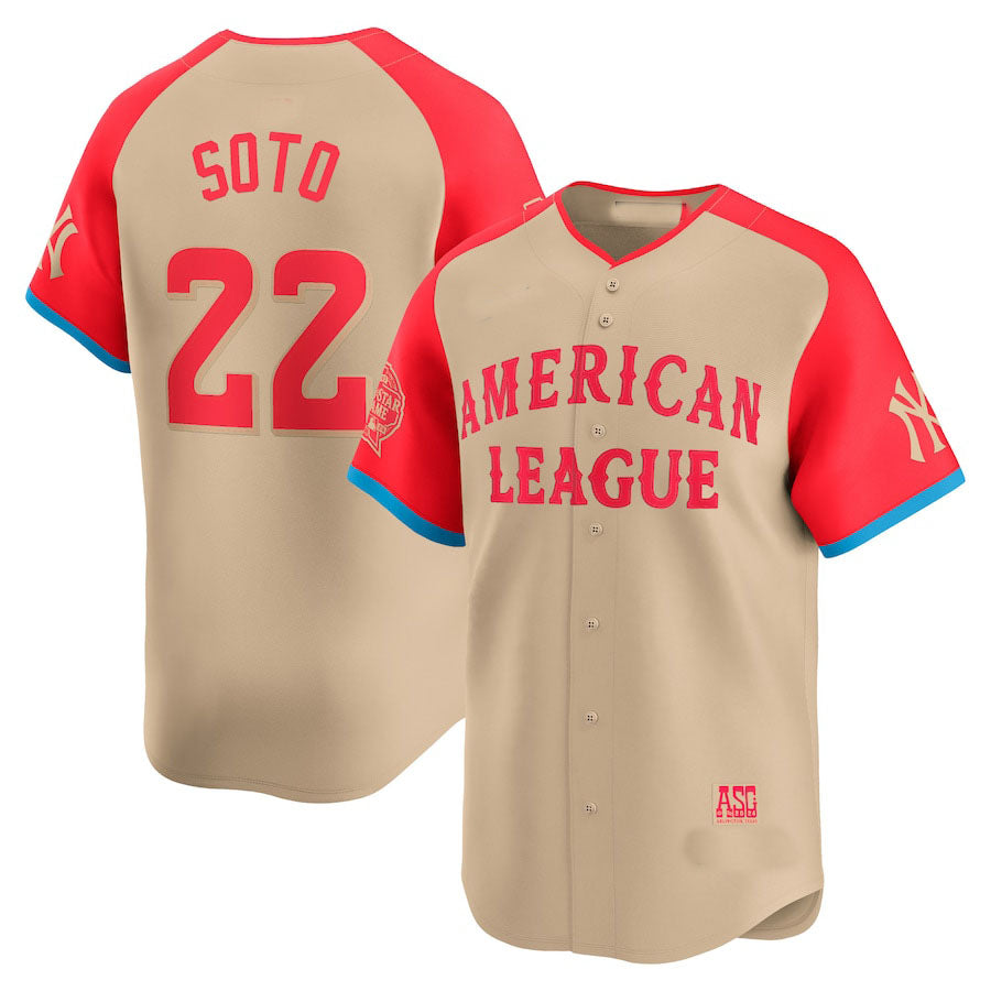 American League #22 Juan Soto 2024 All-Star Game Limited Player Jersey - Cream Baseball Jerseys baseball jersey product view 1
