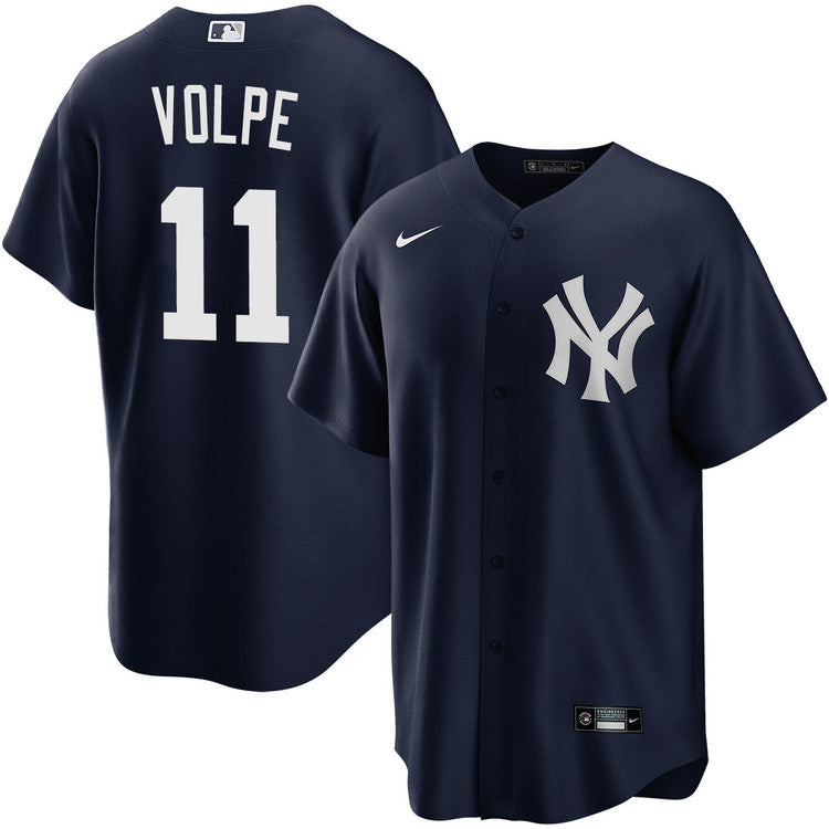 Anthony Volpe New York Yankees Alternate Jersey - Navy baseball jersey product view 1
