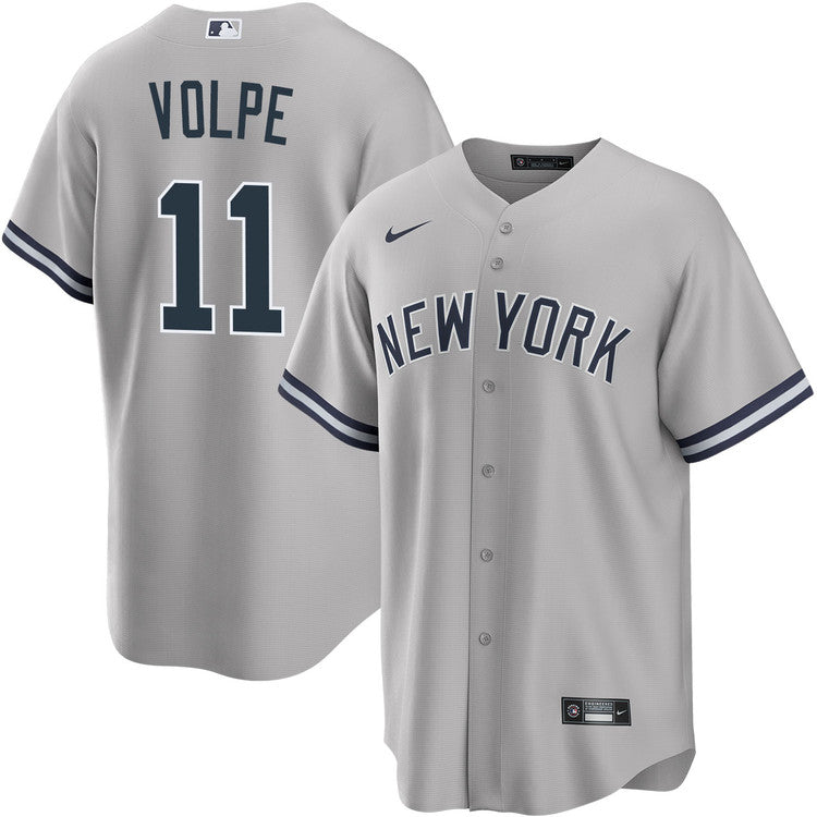 Anthony Volpe New York Yankees Road Jersey - Gray baseball jersey product view 1