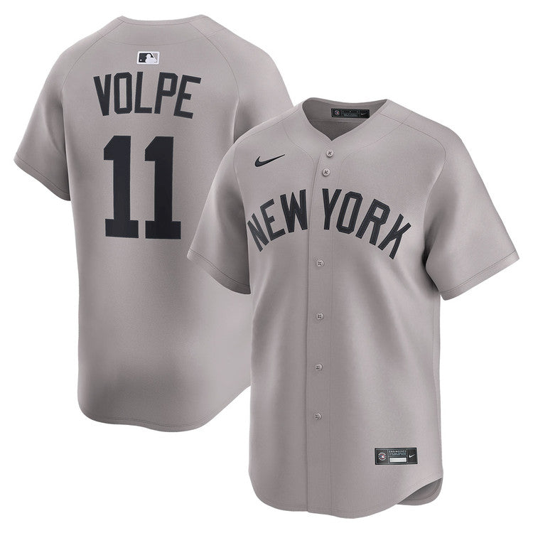 Anthony Volpe New York Yankees Road Limited Jersey - Gray baseball jersey product view 1