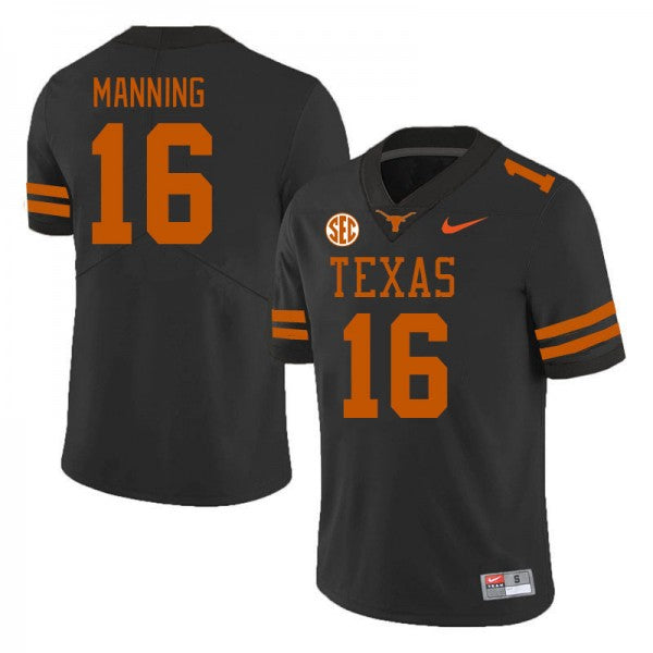 Arch Manning Texas Longhorns Jersey - Black sports jersey product view 1