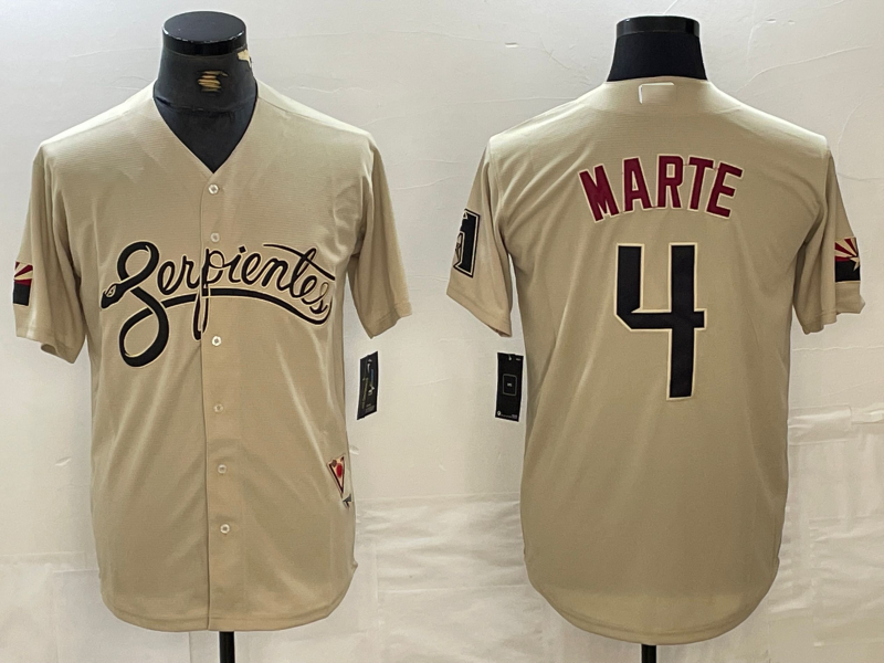 Arizona Diamondback #4 Ketel Marte 2021 Gold City Connect Cool Base Stitched Baseball Jerseys baseball jersey product view 1