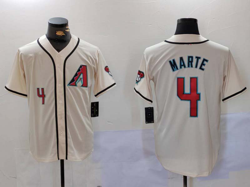 Arizona Diamondback #4 Ketel Marte Number Cream Cool Base Limited Stitched Stitches Baseball Jerseys baseball jersey product view 1