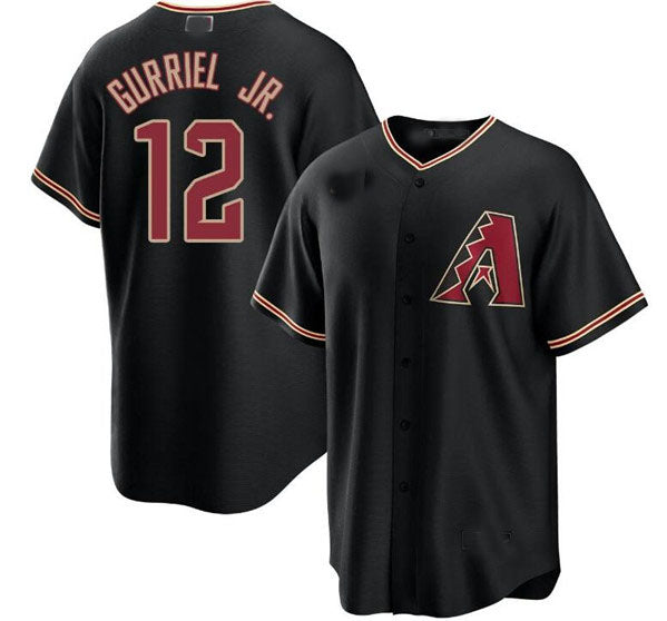 Arizona Diamondbacks #12 Lourdes Gurriel Jr. Black Cool Base Stitched Baseball Jersey baseball jersey product view 1