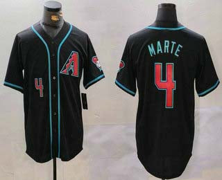 Arizona Diamondbacks #4 Ketel Marte Number Black Cool Base Limited Stitched Baseball Jerseys baseball jersey product view 1