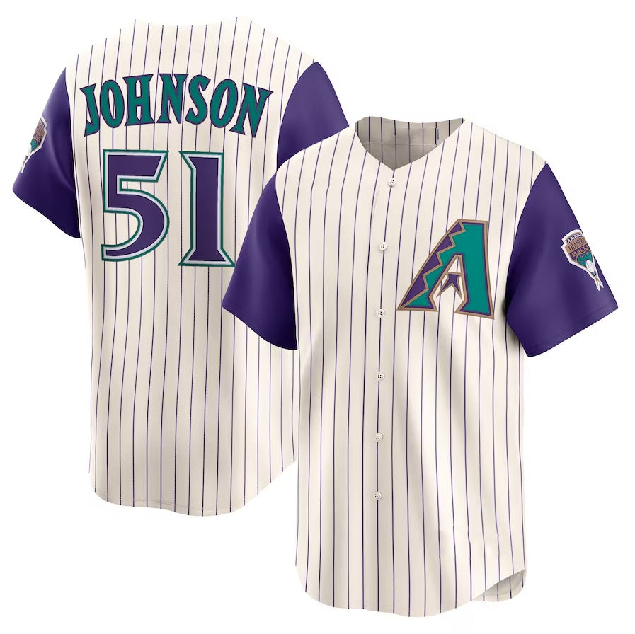 Arizona Diamondbacks #51 Randy Johnson Throwback Cooperstown Collection Limited Jersey - Cream Stitched Baseball Jersey baseball jersey product view 1