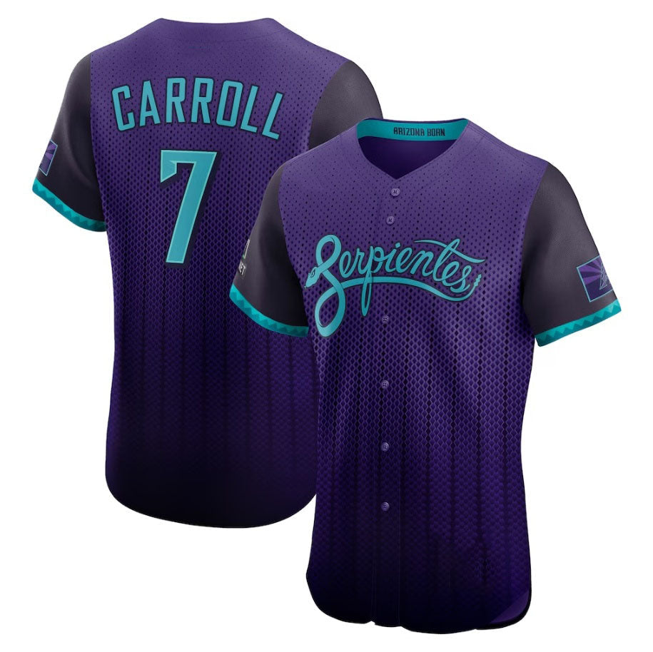 Arizona Diamondbacks #7 Corbin Carroll 2025 City Connect Elite Player Jersey - Purple Stitched Baseball Jersey baseball jersey product view 1