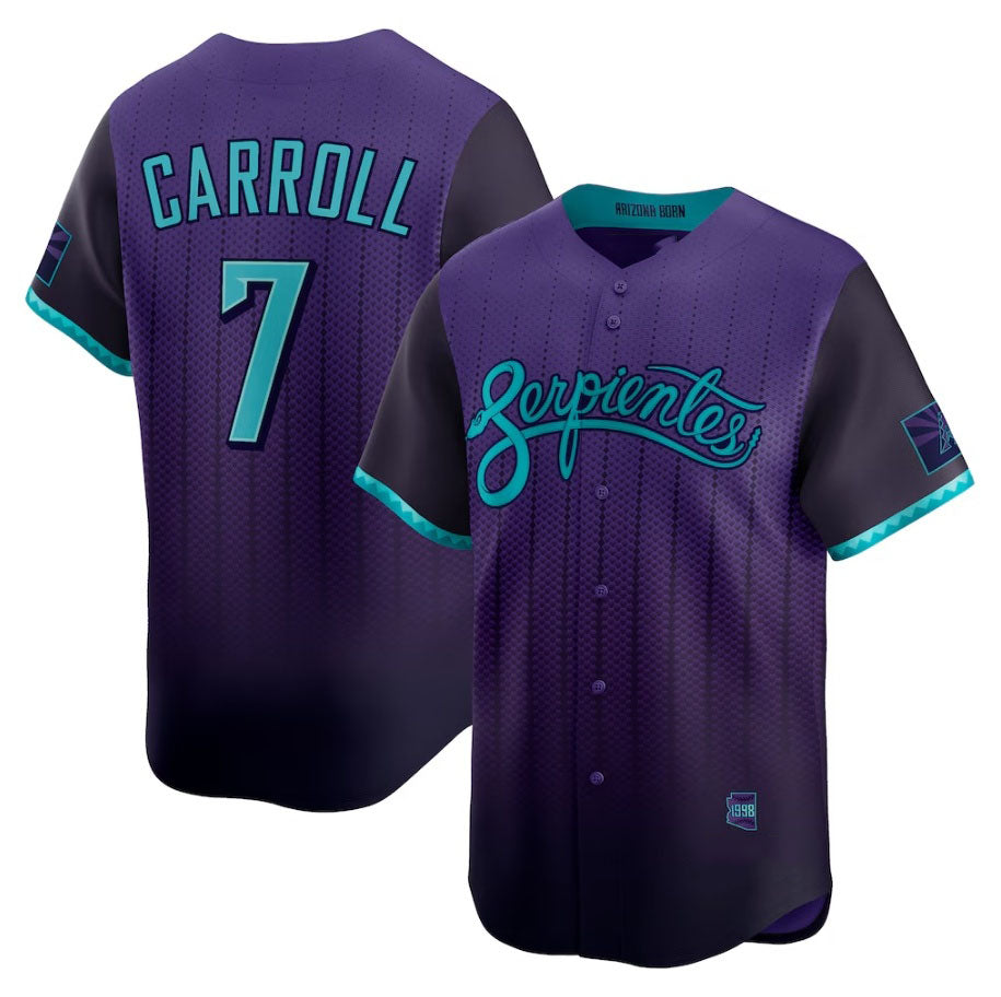 Arizona Diamondbacks #7 Corbin Carroll Purple 2025 City Connect Limited Player Stitched Baseball Jersey baseball jersey product view 1