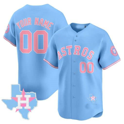 Custom Houston Astros Bubblegum Blue Vapor Premier Limited ¨C All Stitched Baseball Jersey baseball jersey product view 1