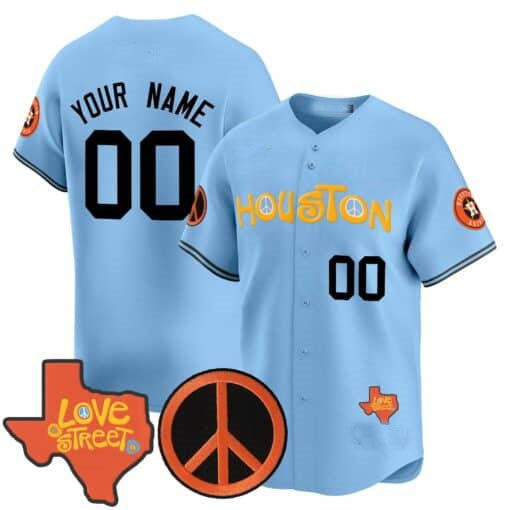 Custom Houston Astros Love Street & Peace Sign Patch Vapor Premier Limited V2 ¨C All Stitched Baseball Jersey baseball jersey product view 1