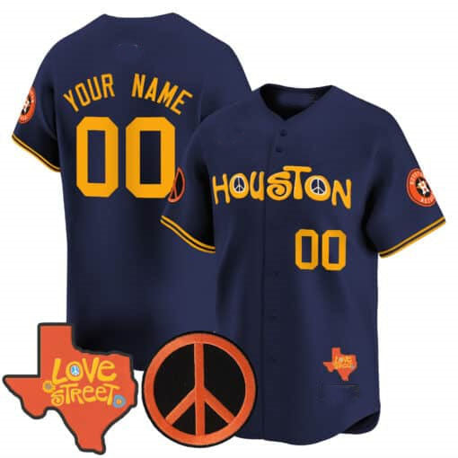 Custom Houston Astros Love Street & Peace Sign Patch Vapor Premier Limited V2 ¨C All Stitched Baseball Jersey baseball jersey product view 3