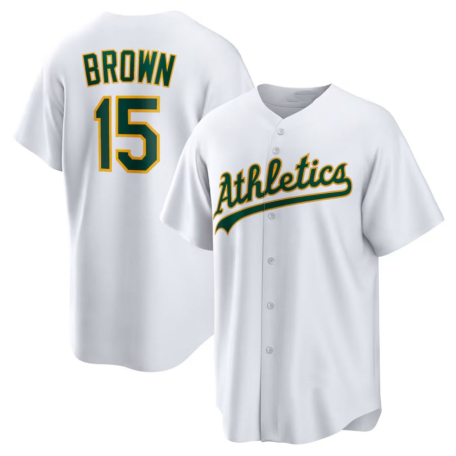 Oakland Athletics #15 Seth Brown Home Replica Jersey - White Stitched Baseball Jersey baseball jersey product view 1