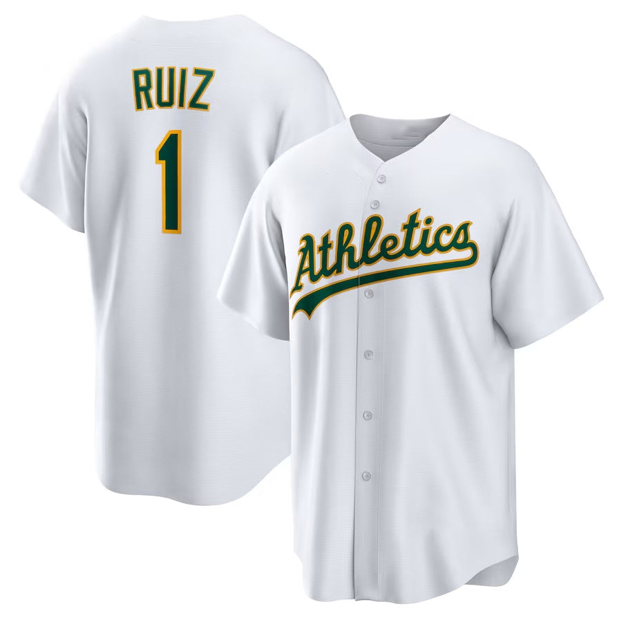 Oakland Athletics #1 Esteury Ruiz Home Replica Jersey - White Stitched Baseball Jersey baseball jersey product view 1