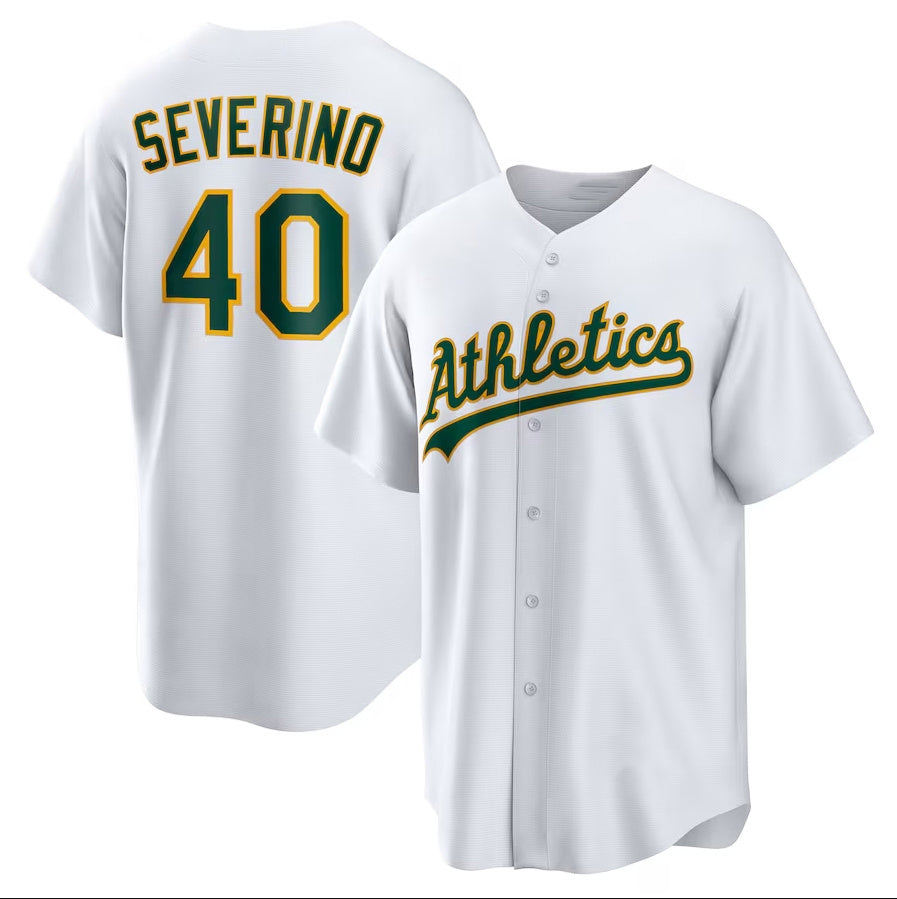 Oakland Athletics #40 Luis Severino Home Replica Jersey - White Stitched Baseball Jersey baseball jersey product view 1