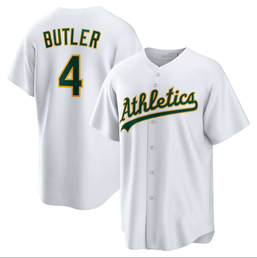 Oakland Athletics #4 Lawrence Butler Home Replica Jersey - White Stitched Baseball Jersey baseball jersey product view 1