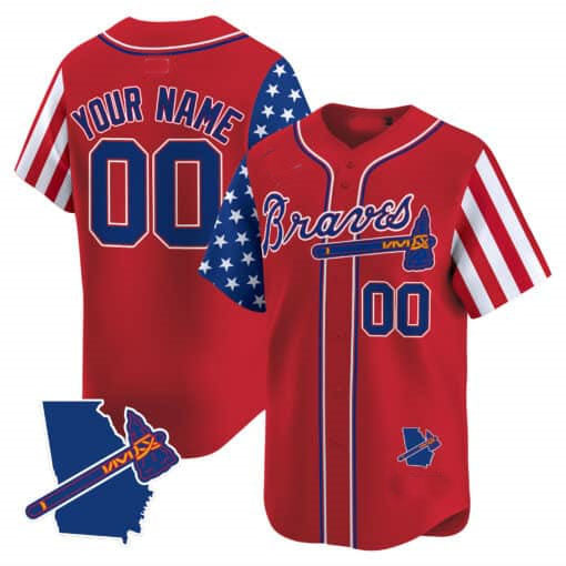 Custom Atlanta Braves 2024 Independence Day Vapor Premier Limited V2 ¨C All Stitched Baseball Jersey baseball jersey product view 2