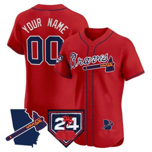 Custom Atlanta Braves 2024 Spring Training & Georgia Patch Vapor Premier Elite ¨C All Stitched Baseball Jersey baseball jersey product view 2