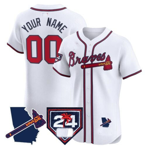 Custom Atlanta Braves 2024 Spring Training & Georgia Patch Vapor Premier Elite ¨C All Stitched Baseball Jersey baseball jersey product view 3
