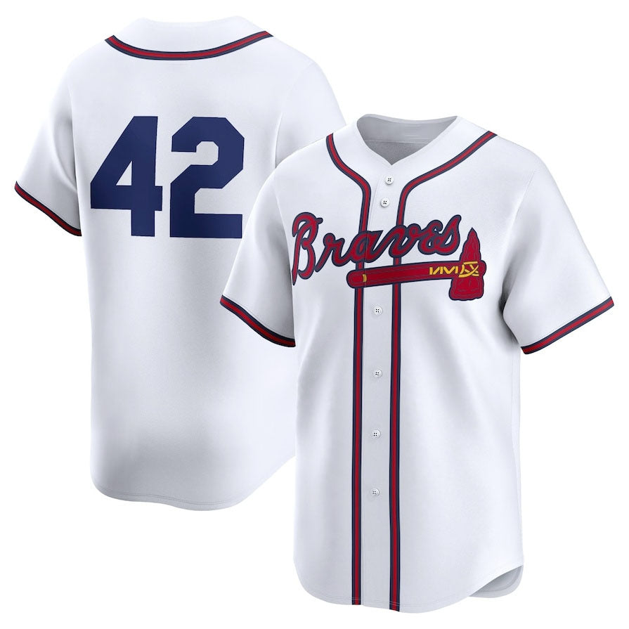 Atlanta Braves 2024 #42 Jackie Robinson Day Home Limited Jersey ¨C White Stitches Baseball Jerseys baseball jersey product view 1