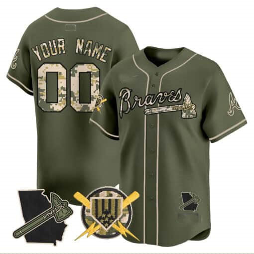 Custom Atlanta Braves Armed Forces Day Vapor Premier Limited ¨C All Stitched Baseball Jersey baseball jersey product view 3