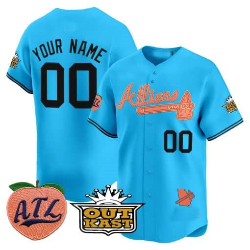 Custom Atlanta Braves Atliens & Peach Vapor Premier Limited ¨C All Stitched Baseball Jersey baseball jersey product view 2
