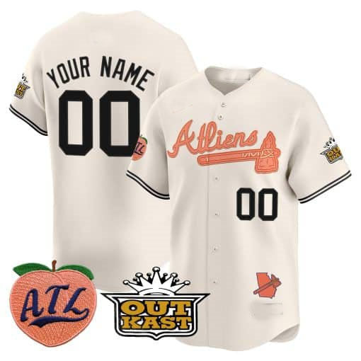 Custom Atlanta Braves Atliens & Peach Vapor Premier Limited ¨C All Stitched Baseball Jersey baseball jersey product view 3