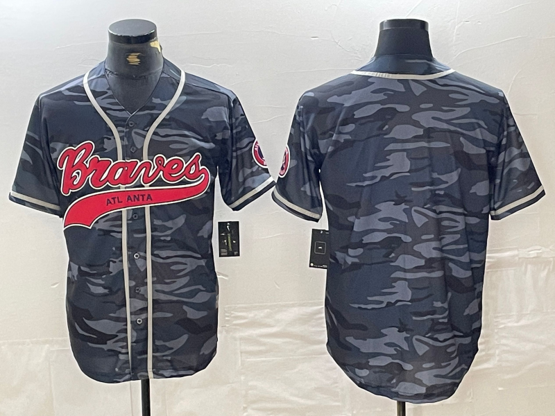 Atlanta Braves Blank Gray Camo Cool Base With Patch Stitched Baseball Jersey baseball jersey product view 1