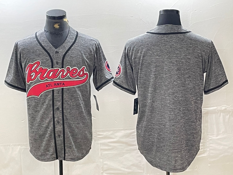 Atlanta Braves Blank Grey Gridiron Cool Base Stitched Baseball Jersey baseball jersey product view 1