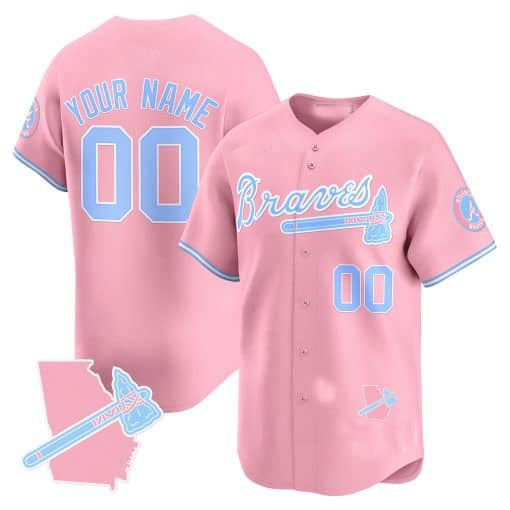 Custom Atlanta Braves Bubblegum Pink Vapor Premier Limited ¨C All Stitched Baseball Jersey baseball jersey product view 1