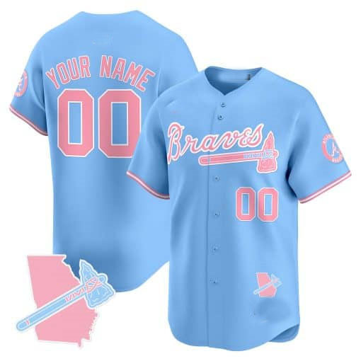 Custom Atlanta Braves Bubblegum Pink Vapor Premier Limited ¨C All Stitched Baseball Jersey baseball jersey product view 2
