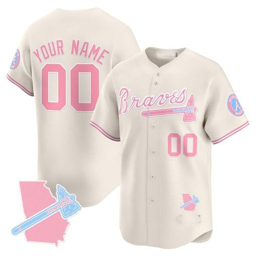 Custom Atlanta Braves Bubblegum Pink Vapor Premier Limited ¨C All Stitched Baseball Jersey baseball jersey product view 3