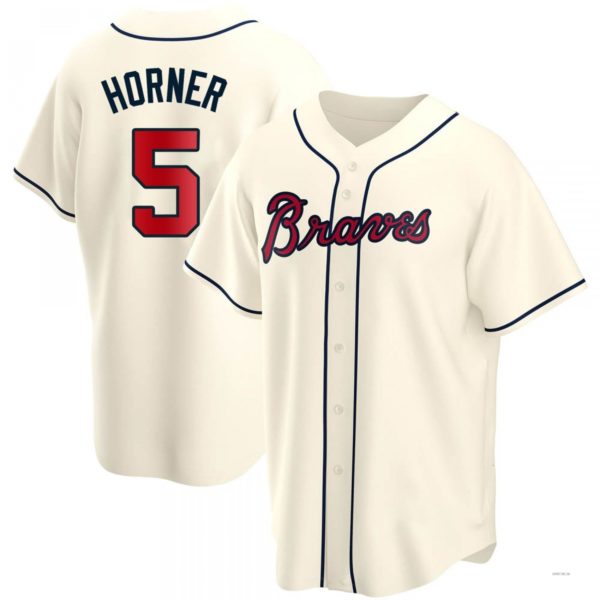 Atlanta Braves #5 Bob Horner Cream Alternate Jersey Stitches Baseball Jerseys baseball jersey product view 1