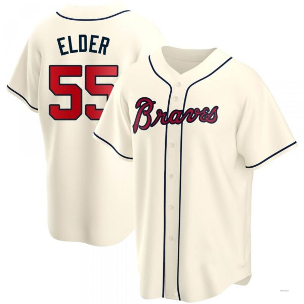 Atlanta Braves #55 Bryce Elder Cream Alternate Jersey Stitches Baseball Jerseys baseball jersey product view 1
