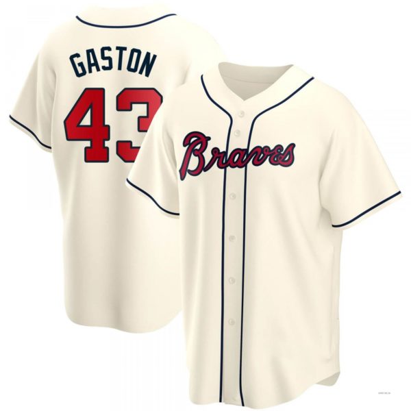Atlanta Braves #43 Cito Gaston Cream Alternate Jersey Stitches Baseball Jerseys baseball jersey product view 1