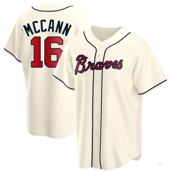 Atlanta Braves #16 Brian McCann Cream Alternate Jersey Stitches Baseball Jerseys baseball jersey product view 1